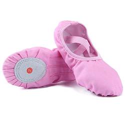 Acfoda Ballettschuhe Mädchen Leder Geteilte Sohle Ballettschläppchen Kinder aus Leinen Ballett Spitzenschuhe Anfänger Weich Pink Größe 23 von Acfoda