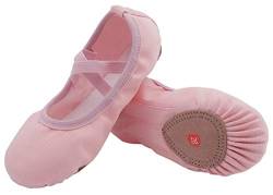 Acfoda Leinwand Ballettschuhe Kinder Flache Ballettschläppchen Mädchen Leicht Weich Schläppchen rutschfest Ballerinas Tanz Gymnastik Schuhe Verstellbar Rosa Gr.33 von Acfoda