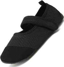 Acfoda Outdoor Barfuss Schuhe Damen mit Klettverschluss Leicht Weiche Verstellbar Schwarz 39/40 EU = Herstellergröße 40/41 von Acfoda