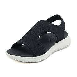 Acfoda Sandalen Damen Sommer Bequeme Leichte Orthopädische Sandale Weiche Sohle Casual Outdoor Sandaletten mit Fussbett Schwarz 35 von Acfoda