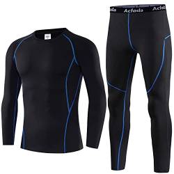 Acfoda Thermounterwäsche Herren Winter Skiunterwäsche Set Warm Funktionsunterwäsche Motorrad Thermo Unterwäsche Männer Funktionswäsche Sport Thermowäsche Lange Ski Unterhose Unterhemd Schwarz XL von Acfoda