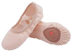 Nzcm Flache Ballett Schläppchen Mädchen Canvas Tanzschuhe Kinder Ballettschuhe Weich Verstellbar Ballerinas Gymnastik, 39 EU, Beige von Acfoda