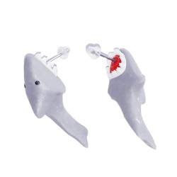 AchidistviQ Lustige 3D-Hai-Ohrstecker, kreative Polymer-Tier-Ohrhänger, Ohr-Anhänger für Frauen und Mädchen, Weihnachtsschmuck, Geschenke, Zirkonia von AchidistviQ