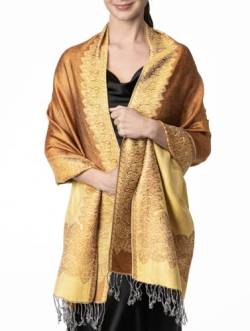 Achillea Eleganter, wendbarer Pashmina-Schal mit Paisleymuster. - Gold - von Achillea