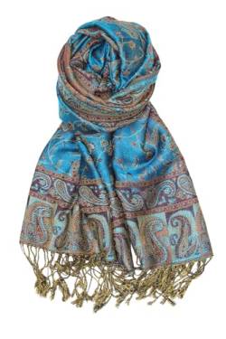 Achillea Pashmina-Schal für Damen, blaugrün, 28" W x 76" L von Achillea