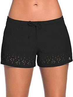 Achinel Damen Badeshorts Tankini Bikinihose Kurze Badehose Schwimmshorts Strand Shorts Hosen Bademode Strandkleidung Strandshorts Swim Boardshorts,Schwarz,XL von Achinel