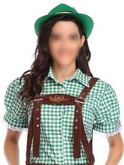 Achinel Frauen Deutsche Dirndl Bluse Kurzarm Bayerische Oktoberfest -Shirts Knopf nach unten Bierblusen Bequem Revers Oberteile Damen T-Shirt Festival Grün M von Achinel