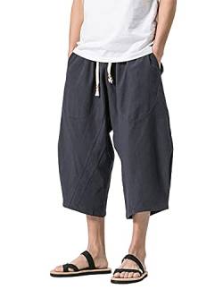 Achinel Herren Baumwolle Leinen Hose Elastische Taille Jogger Bottom Sport Loose Casual Kordelzug Fitness Hosen, marineblau, 56 von Achinel