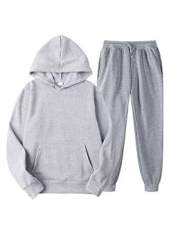 Achinel Männer Trainingsanzug Einfarbig 2 -teiliges Hoodie Lange Ärmel Hoodies und Sweatpant Set Normale Passform Mit Kapuze Jogger setzt Herren Betrieb Hellgrau L von Achinel