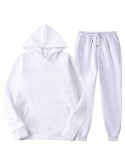 Achinel Männer Trainingsanzug Einfarbig 2 -teiliges Hoodie Lange Ärmel Hoodies und Sweatpant Set Normale Passform Mit Kapuze Jogger setzt Herren Betrieb Weiß L von Achinel