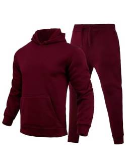 Morydal Men's Trapstar Jogging Einfarbig Loose Hoodies and Jogging Bottoms 2-Piece Autumn Tracksuit Suit Pullover Sports Suit Tracksuit Unisex Jogging Suit Set with Hoodie and Trousers Claret L von Achinel