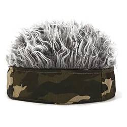Männer Kurze Perücke Stirnband, Camouflage Stirnband Perücke Hut Lustige Kurze Haare Perücke Einstellbare Größe Polyester Baumwolle für Party Cosplay von Acouto