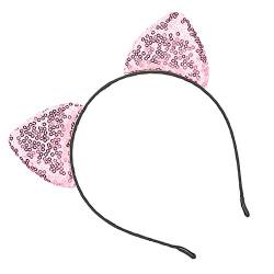 Stirnbönder, Wende-Pailletten-Katzenohren-Stirnband, Glönzende Katzenohr-Haarreifen, Kitty-Haarschmuck für Damen (Rosa) von Acouto