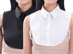Acramy Damen Gefälschter Kragen Abnehmbarer Dickey Kragen Blusenkragen Einsatz Stehkragen (Schwarz+Weiß von Acramy