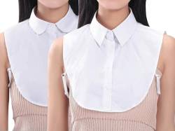 Acramy Damen Gefälschter Kragen Abnehmbarer Dickey Kragen Blusenkragen Einsatz Stehkragen (Weiß+Weiß 1 von Acramy
