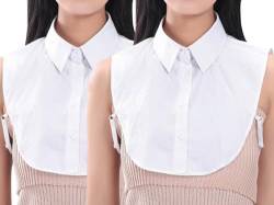 Acramy Damen Gefälschter Kragen Abnehmbarer Dickey Kragen Blusenkragen Einsatz Stehkragen (Weiß+Weiß von Acramy