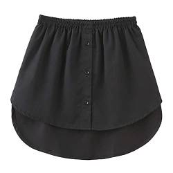 Acramy Damen Mini Unterrock Lower Skirt Sweep Hemd Verlängerung Rock mit Knöpfen (3XL, Schwarz) von Acramy