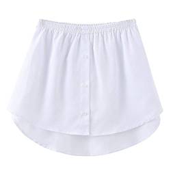 Acramy Damen Mini Unterrock Lower Skirt Sweep Hemd Verlängerung Rock mit Knöpfen (L, Weiß) von Acramy
