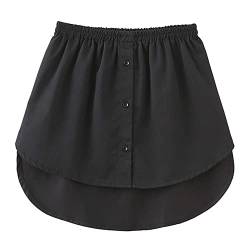 Acramy Damen Mini Unterrock Lower Skirt Sweep Hemd Verlängerung Rock mit Knöpfen (M, Schwarz) von Acramy