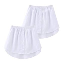 Acramy Damen Mini Unterrock Lower Skirt Sweep Hemd Verlängerung Rock mit Knöpfen (M, Weiß+Weiß) von Acramy