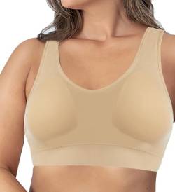 Acramy Damen Soft Bralette Ohne Bügel Gepolstert Bustier Wohlfühl BH (4XL, Beige) von Acramy