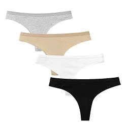 Acramy Damen Tanga String Baumwolle Unterhosen Bequeme Unterwäsche 4er Pack (M, Mehrfarbig 1) von Acramy