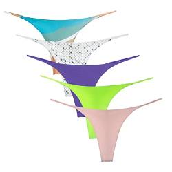 Acramy Damen Unterhosen Baumwolle String Unterwäsche Thong Tanga, 5er Pack (M, Gruppe C) von Acramy