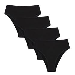 Acramy Damen Unterwäsche Baumwolle Slips Atmungsaktive Pantys Hipster 4er Pack (XL, Schwarz) von Acramy