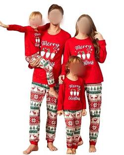 Acrawnni Weihnachts-Pyjama Für Die Familie, Passende Weihnachts-Pyjama-Sets, Weihnachts-Nachtwäsche-Set, Passende Pyjamas Für Die Familie (Baby, E-Christmas Hat, 12-18 Months) von Acrawnni