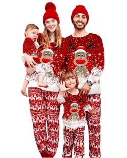 Acrawnni Weihnachts-Pyjama Für Die Familie, Passende Weihnachts-Pyjama-Sets, Weihnachts-Nachtwäsche-Set, Passende Pyjamas Für Die Familie (Baby, L-Red Deer, 12-18 Months) von Acrawnni