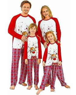 Acrawnni Weihnachts-Pyjama Für Die Familie, Passende Weihnachts-Pyjama-Sets, Weihnachts-Nachtwäsche-Set, Passende Pyjamas Für Die Familie (Kinder, A-Red Deer, 10 Years) von Acrawnni