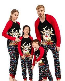 Acrawnni Weihnachts-Pyjama Für Die Familie, Passende Weihnachts-Pyjama-Sets, Weihnachts-Nachtwäsche-Set, Passende Pyjamas Für Die Familie (Mutter, K-Black Red, S) von Acrawnni