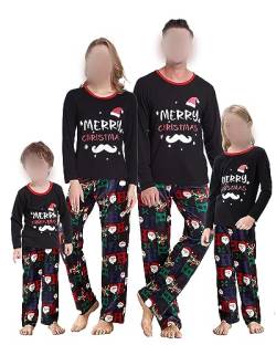Acrawnni Weihnachts-Pyjama Für Die Familie, Passende Weihnachts-Pyjama-Sets Weihnachts-Nachtwäsche-Set, Passende Pyjamas Für Die Familie (Kinder, F-Black, 10 Years) von Acrawnni