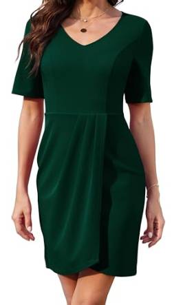 Actcat Damen V-Ausschnitt Rüschen Ärmel Bodycon Etui Wrap Rüschen Casual Cocktail Party Arbeitskleidung Swing Retro Party Cocktailkleid etuikleid Damen elegant Kleid Damen festlich von Actcat