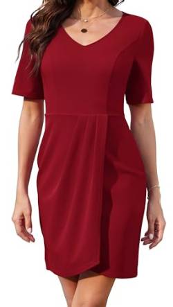 Actcat Damen V-Ausschnitt Rüschen Ärmel Bodycon Etui Wrap Rüschen Casual Cocktail Party Arbeitskleidung Swing Retro Party Cocktailkleid etuikleid Damen elegant Kleid festlich Damen von Actcat