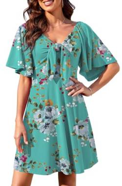 Actcat Damenkleider 2024 Frühling Sommer Tiefer V-Ausschnitt Elegantes Minikleid mit Fliege sexy Kleid Damen Festliche Kleider für Damen Strandkleider Damen Sommer Vintage Kleider Damen Piraten Kleid von Actcat