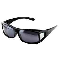 ActiveSol Überzieh-Sonnenbrille für Herren, Sonnen-Überbrille UV400, polarisiert, Fit-over Polbrille für Brillenträger (schwarz glänzend) von ActiveSol