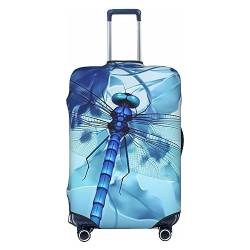 AdaNti Art Blue Dragonfly print Travel Luggage Cover Elastic Washable Suitcase Cover Baggage Protector For 18-32 Inch Luggage, Schwarz , L von AdaNti