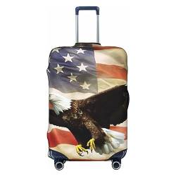 AdaNti Reisegepäck-Abdeckung mit amerikanischer Flagge, Fliegenadler, elastisch, waschbar, Gepäckschutz für 45,7–81,3 cm Gepäck, Schwarz , L von AdaNti
