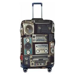 AdaNti Vintage Wall of Radio Boombox print Travel Luggage Cover Elastic Washable Suitcase Cover Baggage Protector For 18-32 Inch Luggage, Schwarz , L von AdaNti