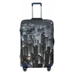 Aerial Night of View Hong Kong print Travel Luggage Cover Elastic Washable Suitcase Cover Baggage Protector For 18-32 Inch Luggage, Schwarz , L von AdaNti