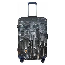 Aerial Night of View Hong Kong print Travel Luggage Cover Elastic Washable Suitcase Cover Baggage Protector For 18-32 Inch Luggage, Schwarz , S von AdaNti