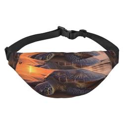 Gürteltasche mit Meeresschildkröte, Sonnenuntergang, verstellbar, für Reisen, Wandern, Laufen, Radfahren, Schwarz, Einheitsgröße, Schwarz , Einheitsgröße von AdaNti