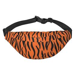 Tiger Stripes Orange Muster Print Bauchtasche Wasserdicht Verstellbare Gürteltasche Casual Crossbody Taschen für Reisen Wandern Laufen Radfahren, Schwarz , Einheitsgröße von AdaNti