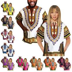 Adalex Global Unisex traditionelles afrikanisches Dashiki-Hemd, Größe XL, Weiß/Orange/Gelb von Adalex Global