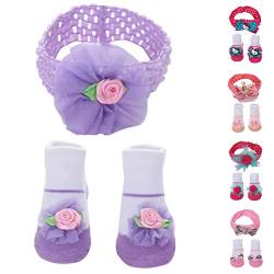 Neugeborene Baby Stirnband für Mädchen Socken Set Schleife 0-3 3-6 6-9 9-12 Monate Geschenk Stirnbänder (Stirnband 1) von Adalex Global