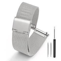 Adallor® Uhrenarmband 14, 16, 18, 20, 22, 24mm Edelstahl Mesh Sicherheitsverschluss für Herren Damen Frauen Männer, Ersatzschlaufen für Uhrenarmbänder mit Quick Release Mechanismus Verschluss von Adallor