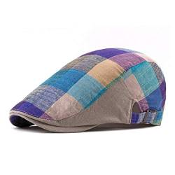 Adantico Herren Damen Check Pattern Schirmmützen Flat Cap (Blau) von Adantico