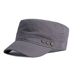 Adantico Herren Militär Armee Unisex Kappe Einstellbar Baseballmütze Damen Flat Cap (Grau) von Adantico