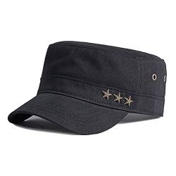 Adantico Herren Militär Armee Unisex Kappe Einstellbar Baseballmütze Damen Flat Cap (Schwarz) von Adantico